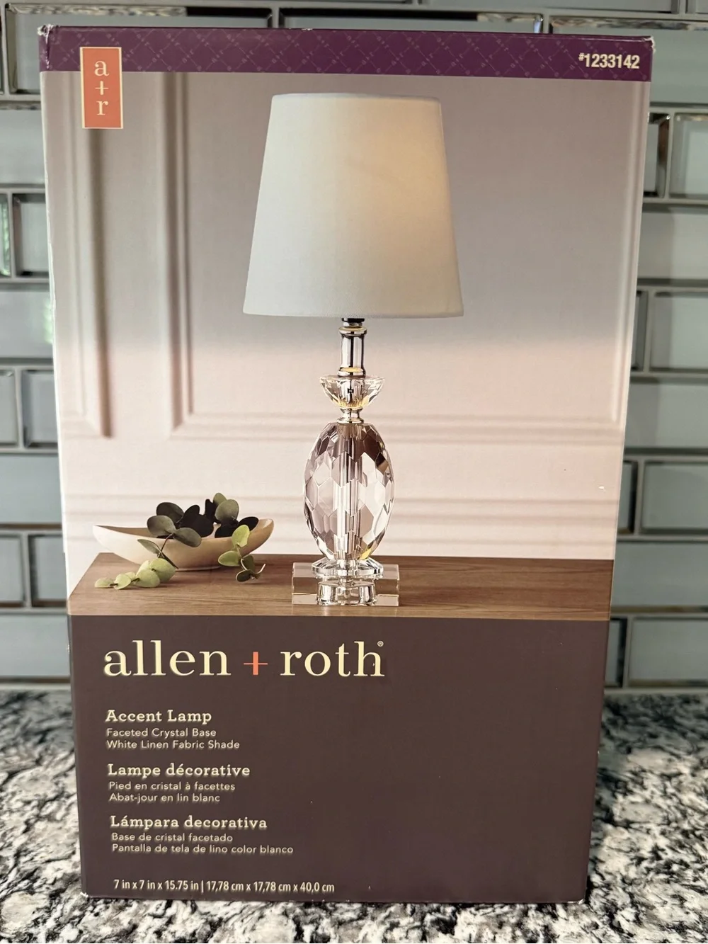Allen + Roth Crystal Accent Lamp with White Shade